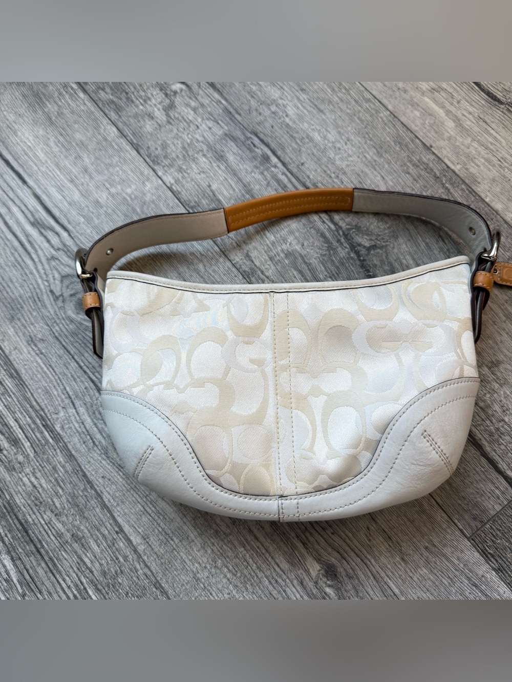 VTG Coach Optic Signature C Hobo
Shoulder Bag Y2K White Tan 1850